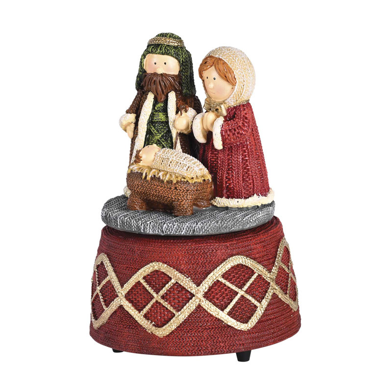 Figurine musicale Noël tricot rouge, Rouge