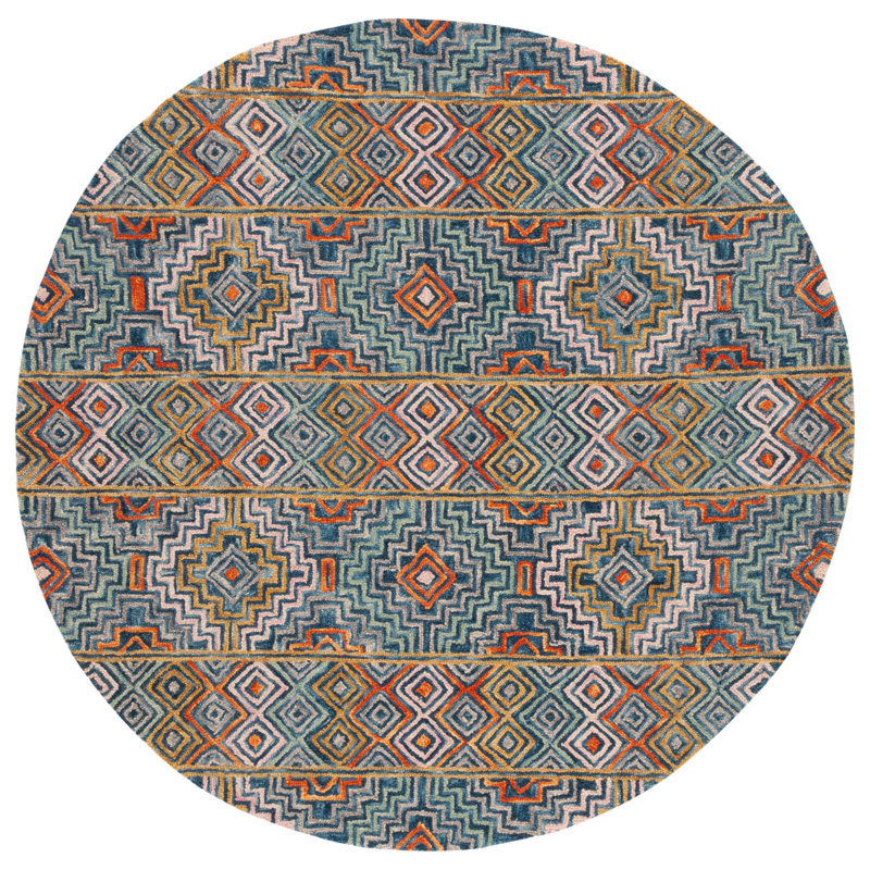 Deyoung Hand-Tufted Cotton Area Rug, Rond 3 pi
