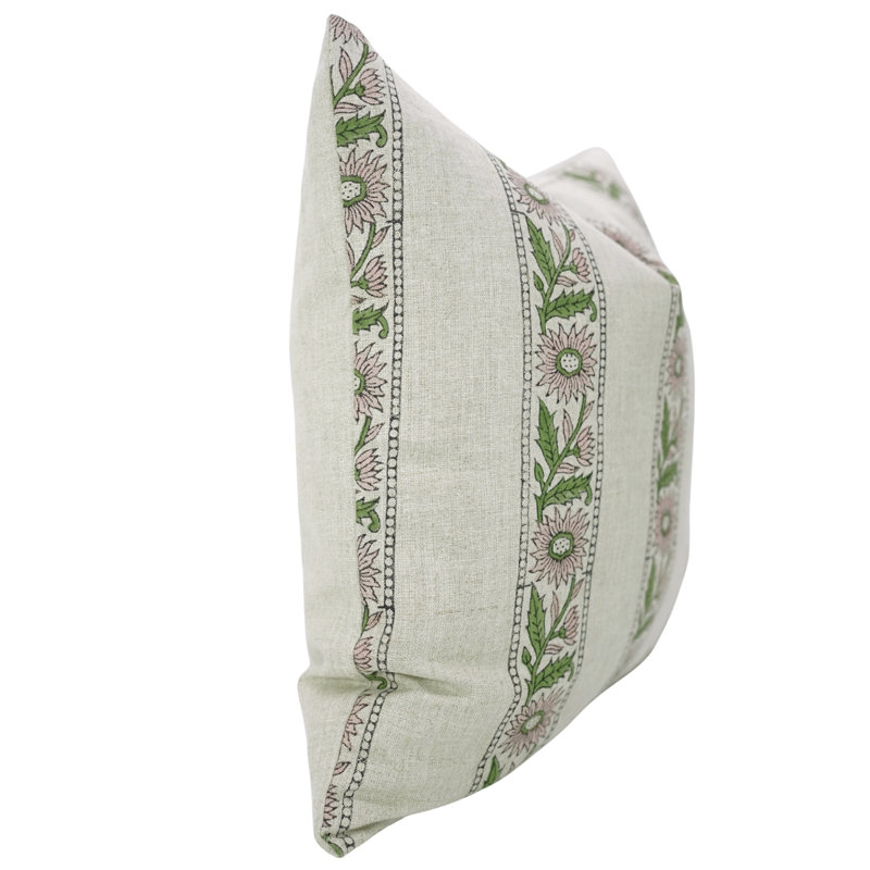 Housse de coussin imprimée à la main Fabividine - Élégant coussin décoratif pour la maison, khush, rose