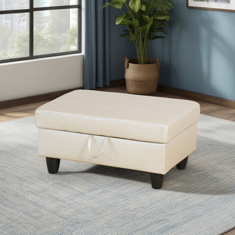 Repose-pieds avec rangement en faux cuir, Gris clair vif