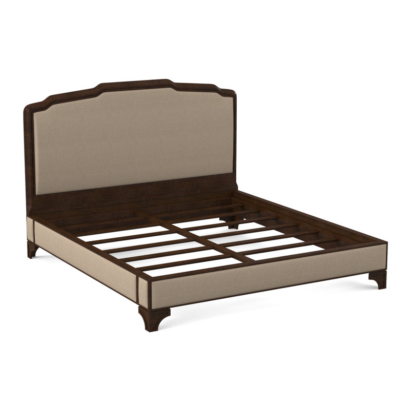 Nova Upholstered Bed, American Walnut, Filigree Ivory 100% Polyester