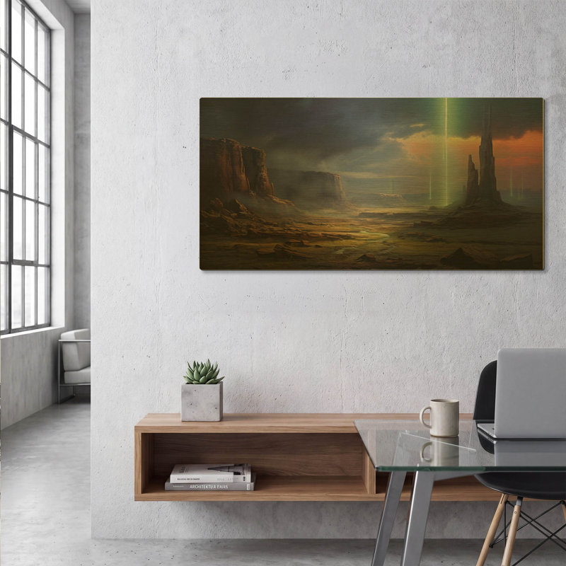 « Pilier de lumière surnaturelle » par r3darch0n, décoration murale en métal doré, 122 x 61 cm, 48"x24"