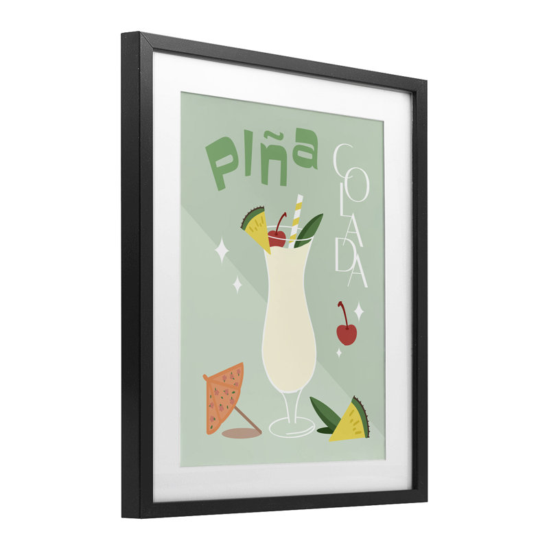 Impression sous verre Pina Colada, Cadre noir minuit, H 16 po x l 13 po