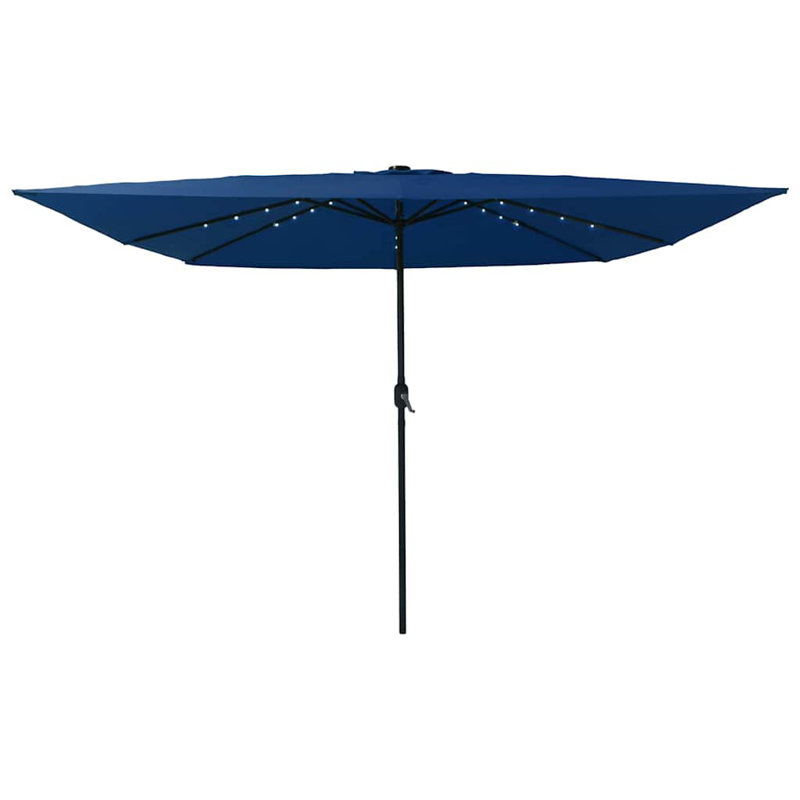 Garden Parasol with LED Strip Lights Polyester and Steel Sun Shade, Blue