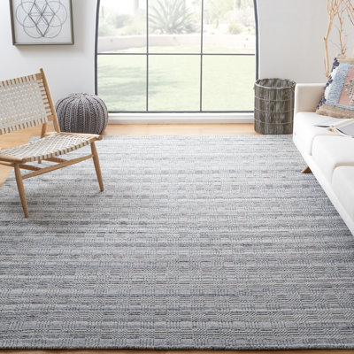 Tapis en laine / coton tissé à la main noir / gris clair Brandale