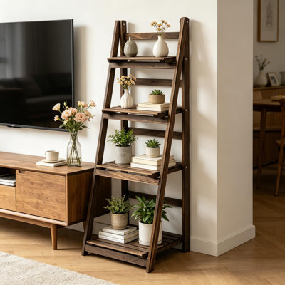 Étagère de rangement en bois massif à 4 niveaux Vintage