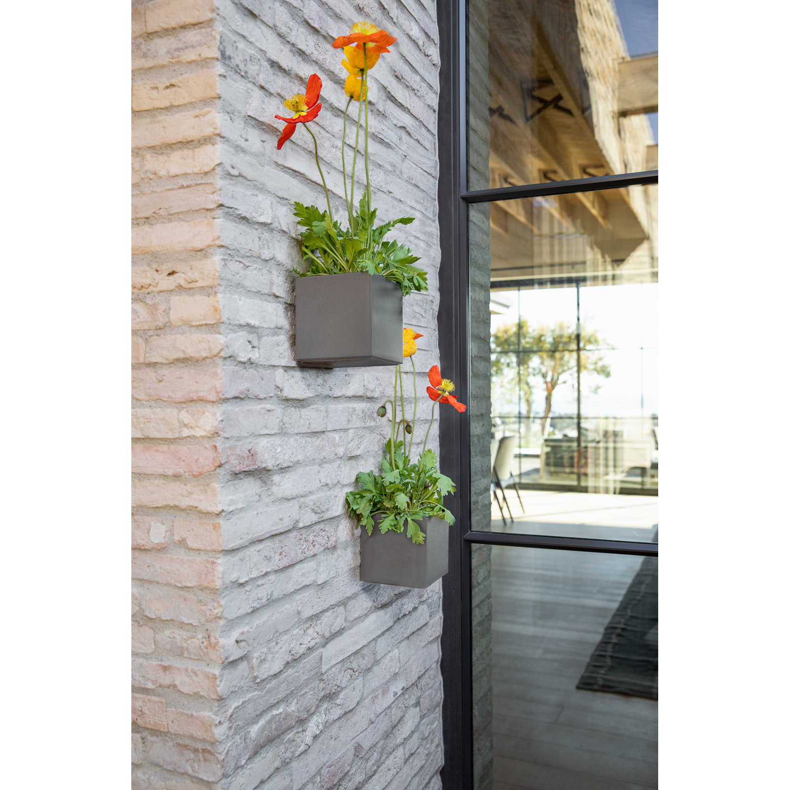 Geo Series Cube Hanging Planter, Gray, Set Of 2