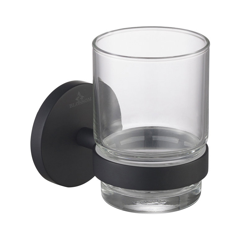 Barre à serviettes murale Blossom - Accessoire de salle de bain en laiton massif au fini noir mat pour la douche ou le lavabo