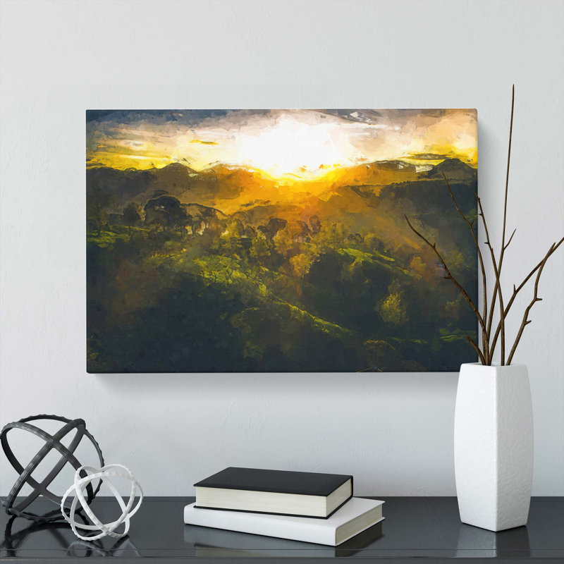 Sunlight Over The Countryside In Abstract - Wrapped Canvas, 40cm H x 60cm W x 3cm D
