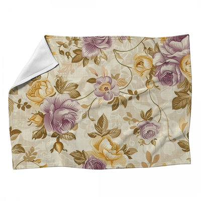 Jeté en polaire Vintage Florals - Jetés botaniques pour canapés ou lits