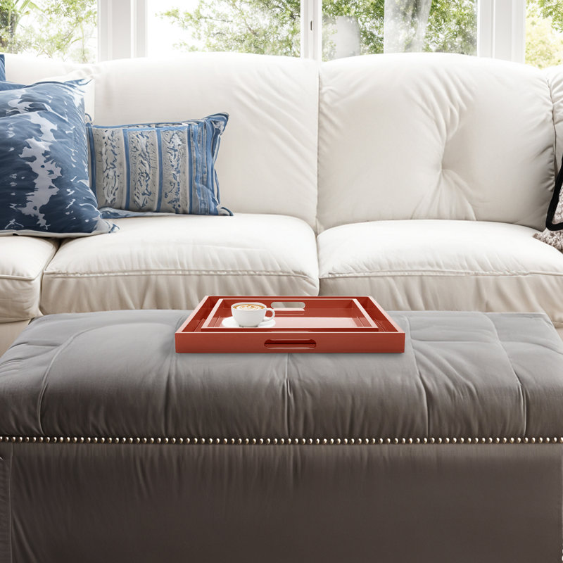 Deadrickz Square Tray Set Of 2, Orange