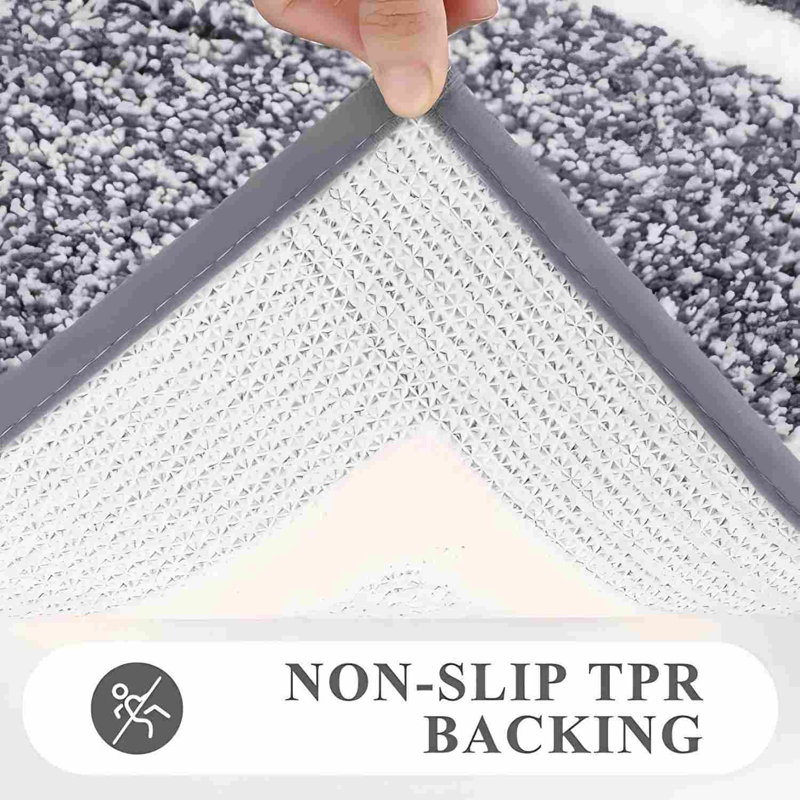 Ensemble de 3 tapis de bain à poils longs lavables et antidérapants