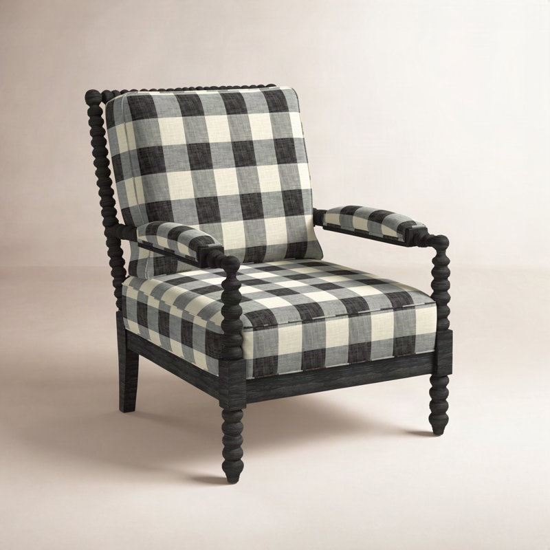 Jamilla Armchair, Antique Black Finish, Ivory Crypton Performance; 0886-91