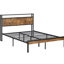 Lit plateforme en métal avec tête de lit en bois et, fixation, sommier non indispensable, possibilité de rangement sous le lit, technique d'assemblage silencieuse, extrémités noires et brunes, connexion, pas besoin de-1055095480-1055095481