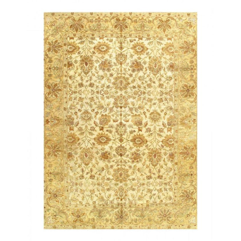 Tapis oriental ivoire en coton / laine noué à la main 7 pi 11 po x 11 pi Oriental