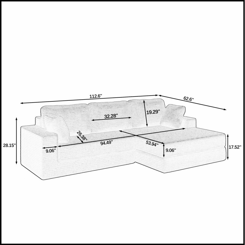 Canapé modulaire en L polyvalent avec fonction de lit transformable et confort en velours côtelé pour une vie moderne