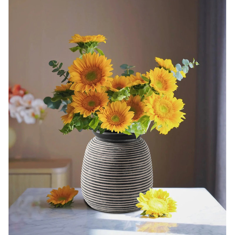 Vases décoratifs en céramique, vase rustique en céramique, Noir