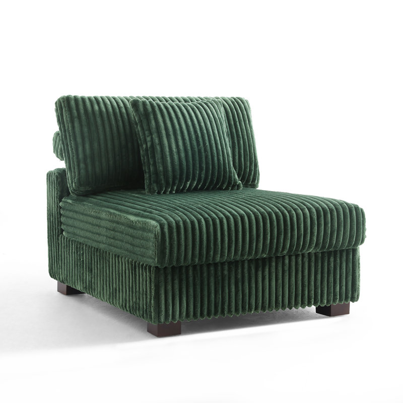 Upholstered Accent Chair with Footstool, Green
