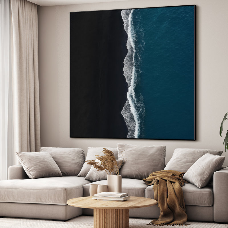 Très grand art mural imprimé sur tissu - Plage, océan, paysage, œuvre d'art, décoration pour le salon ou la chambre à coucher - «Assemblage requis du cadre (cadre non fini)»