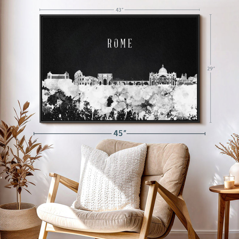 «Rome Skyline BW», H 29 po x l 43 po