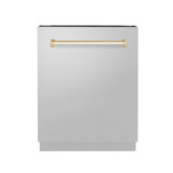 ZLINE Autograph Edition 24 in. Tallac Series Tall Tub Dishwasher in Stainless Steel W/ Champagne Bronze Handle, 51dBa (DWVZ-304-24-CB)