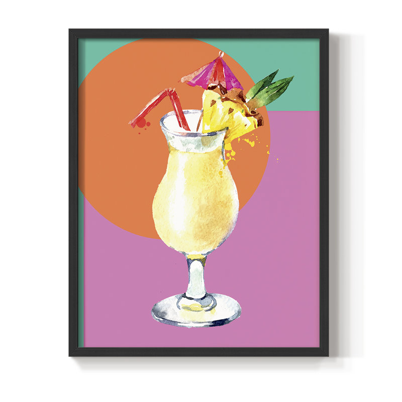 Pina Colada Framed Print - Solid Wood, Black, 11" H x 9" W