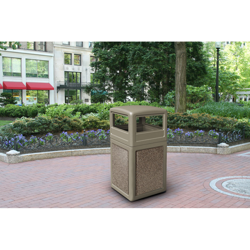 Poubelle® 42 gallons StoneTec, Beige avec bleu-gris