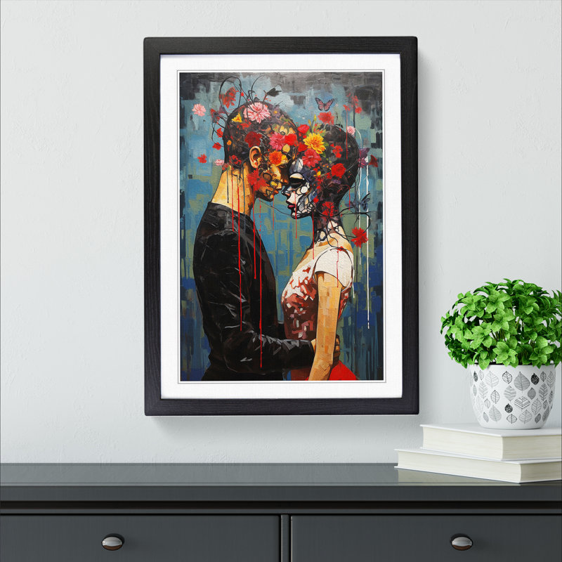 Lovers Contemporary - Framed Print, Black, 34cm H x 25cm W x 2cm D