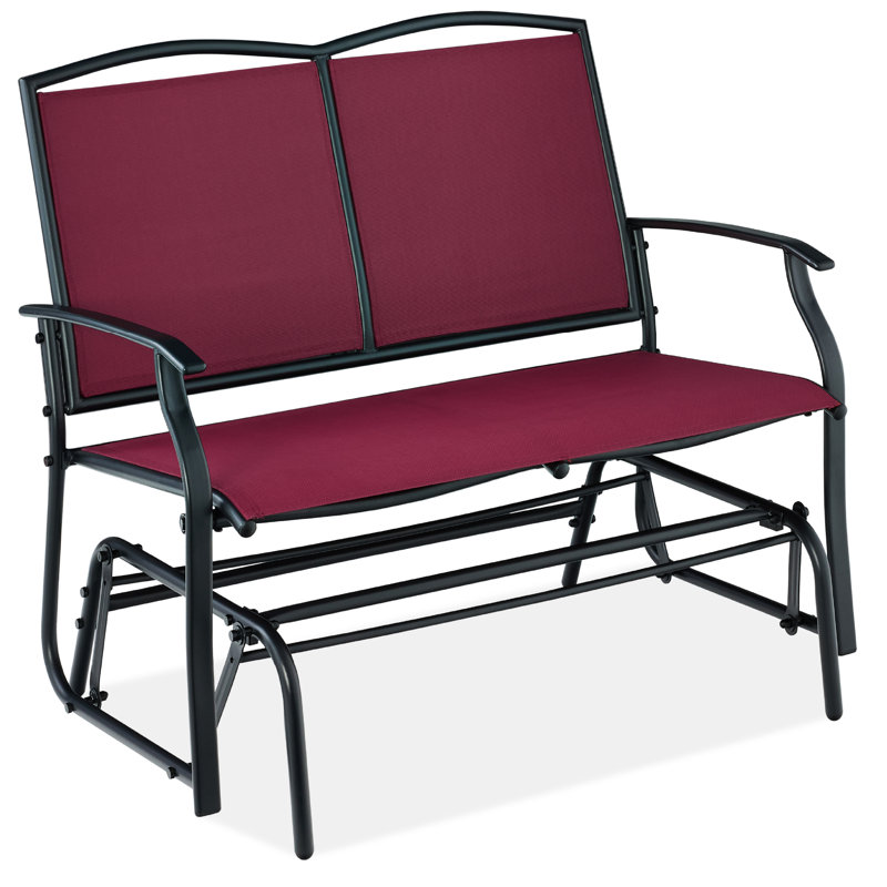Fauteuil oscillant d'extérieur en métal Nethuki, Bordeau/noir