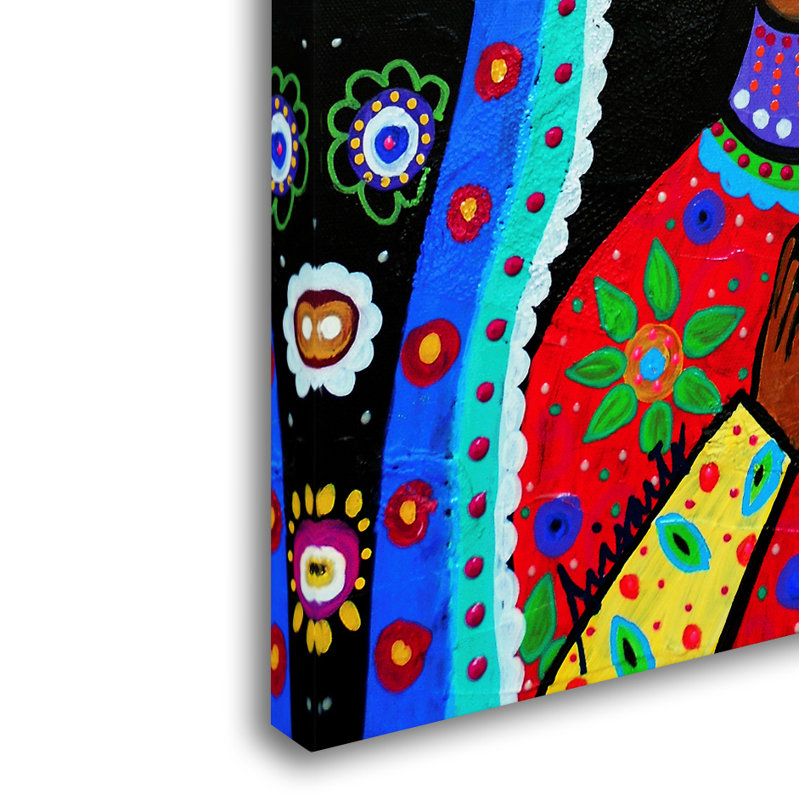 Colorful Floral Our Lady of Guadalupe Canvas Art 14'' x 19''