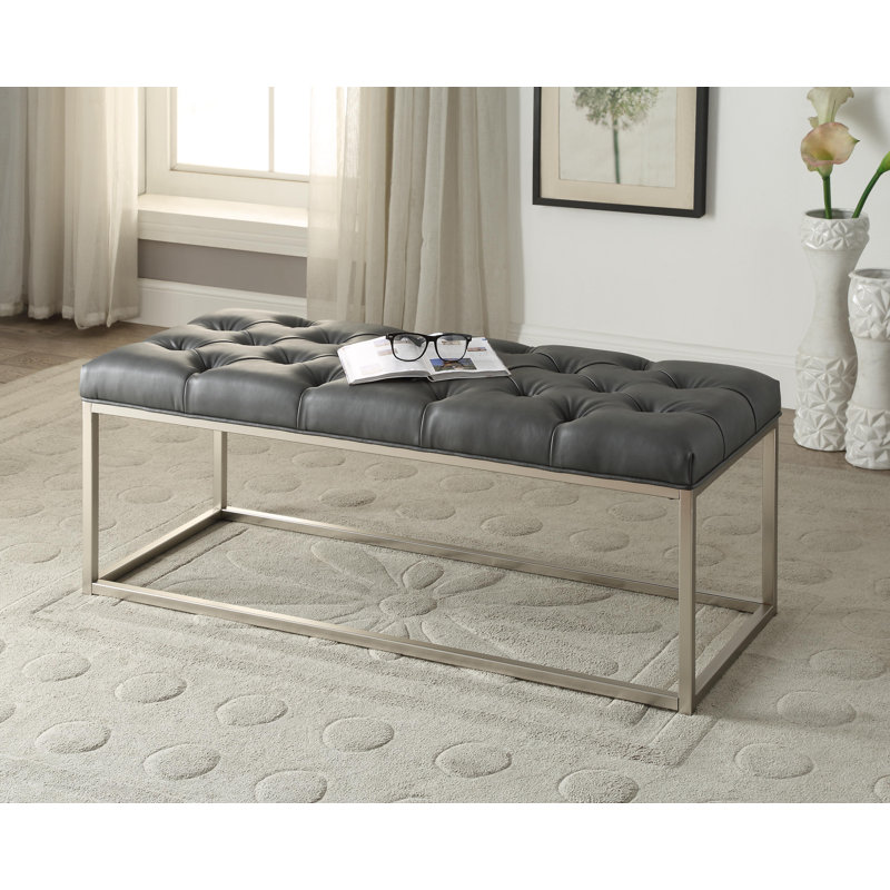 Banc rembourré touffeté à boutons Yoakum