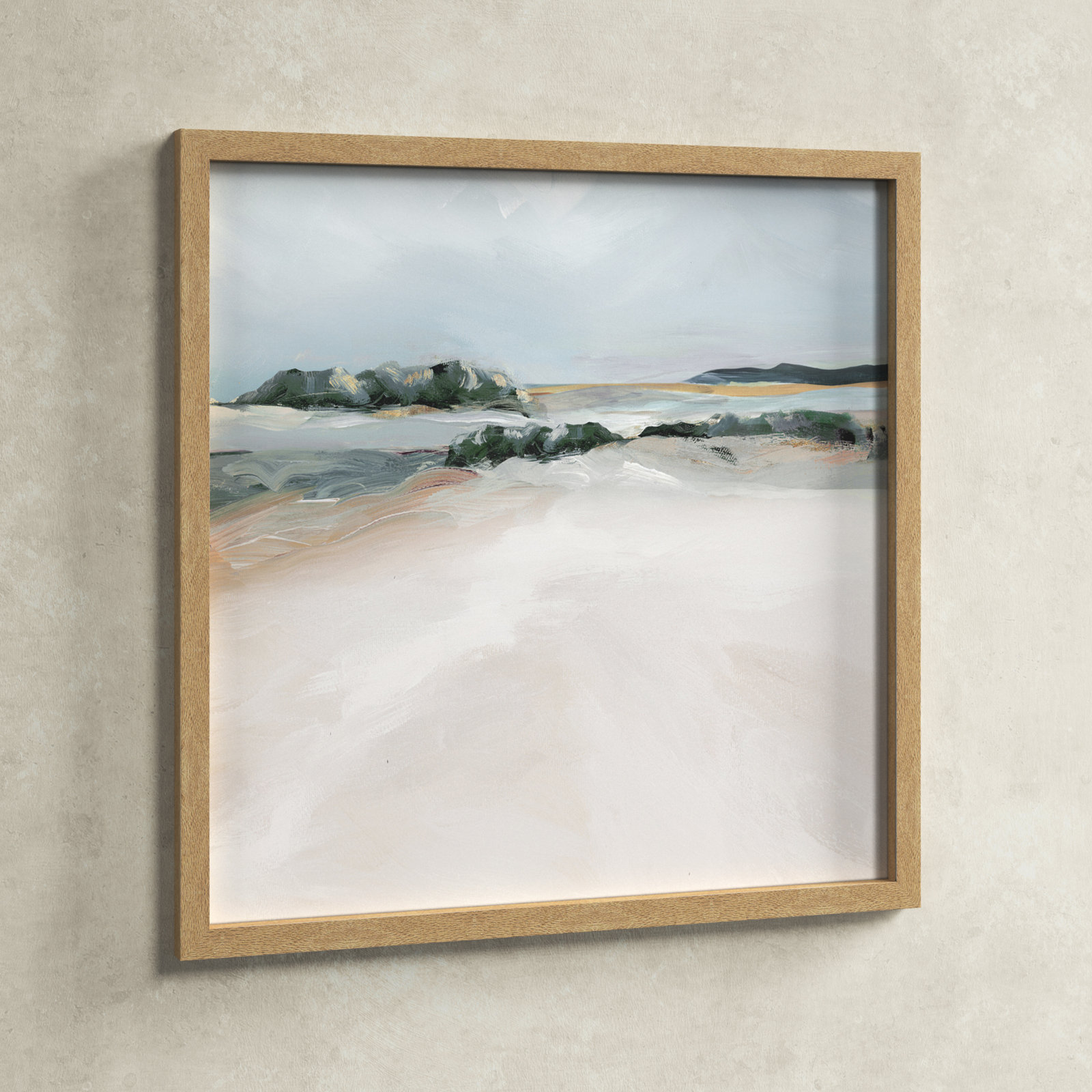 Shimmering Path - Picture Frame Painting on Paper, 33" H x 33" W x 1.12" D, Natural Framed