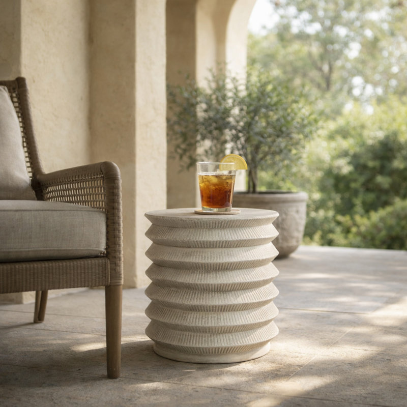 Table de bout Honeter, Blanc au jet de sable