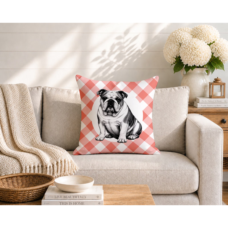 Oreiller réversible intérieur / extérieur Bulldog, 18x18, Pêche