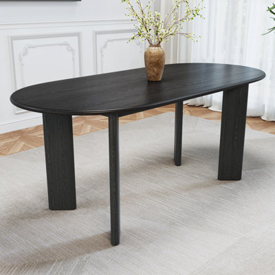 Table de salle à manger ovale en bois massif 67 po Hankins