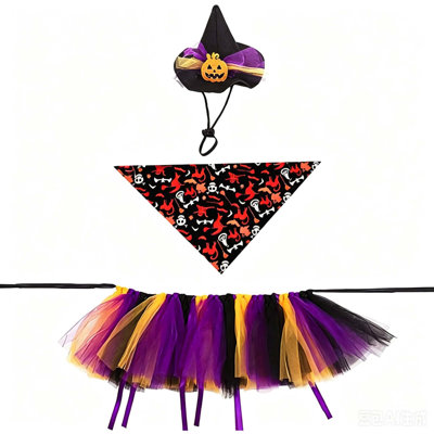Porch Gooses Halloween Costumes Set Witch Hat Triangles Bandana Tulles Tutus Skirt Garden Lawns Gooses Statue Outfit Pumpkin Decor Yard Gooses