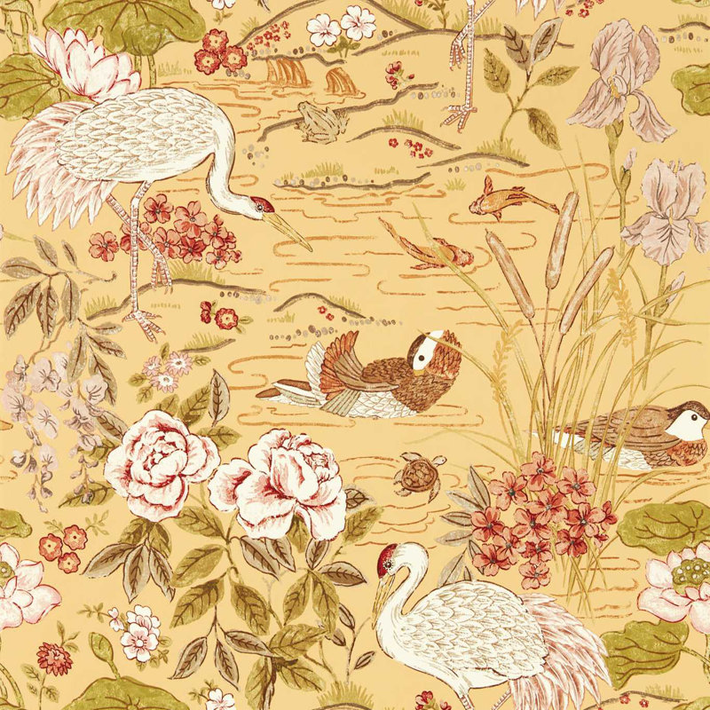 Crane & Frog Wallpaper, Honey/Olive