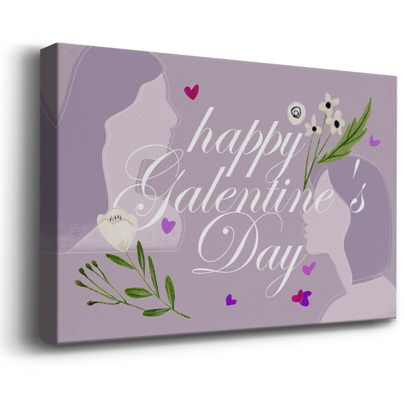 «Happy Galentine's Day», toile tendue avec châssis de qualité supérieure - prête à être accrochée, H 8 po x l 12 po