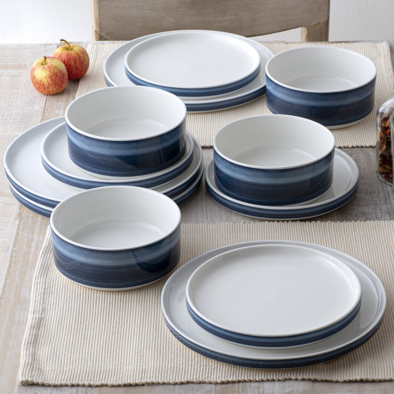 Noritake Colorstax Ombre 12-Piece Dinnerware Set, Service for 4, Indigo