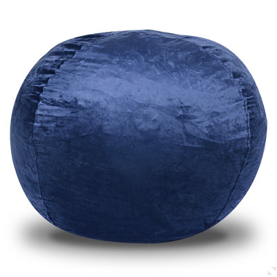 Velvet Bean Bag Chair, Navy-5Ft Plush Floor Chair For Kids And Adults W/ Washable Cover, Lounge Chair With Stretchable Fabric, Comfy Bedroom Chair, Filled With Shredded And Memory Foam.