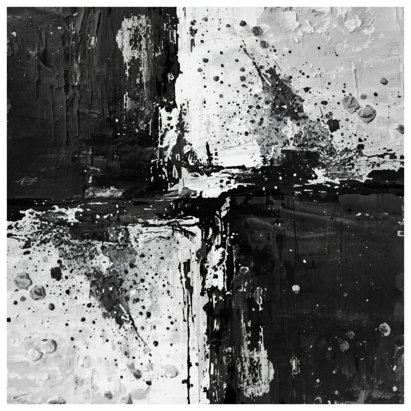 Peinture abstraite noire et blanche, coussins décoratifs double face, 18 po x 18 po