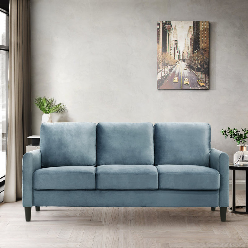 74.4'' Velvet Sofa, Blue Velvet