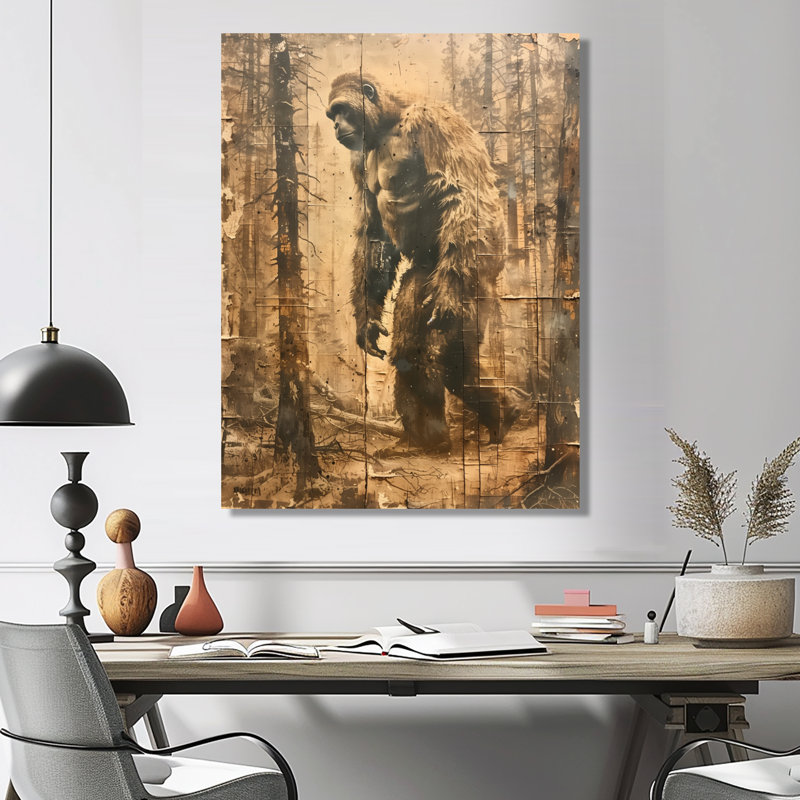 Art mural brun et mystérieux Bigfoot II - Bigfoot, Toile tendue, H 32 po x l 16 po x P 1 po