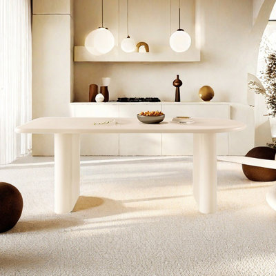 Table de salle à manger en bois massif de style français French Cream