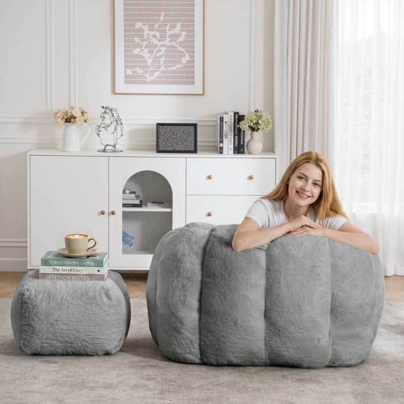 Double Bean Bag Chair, Gray 