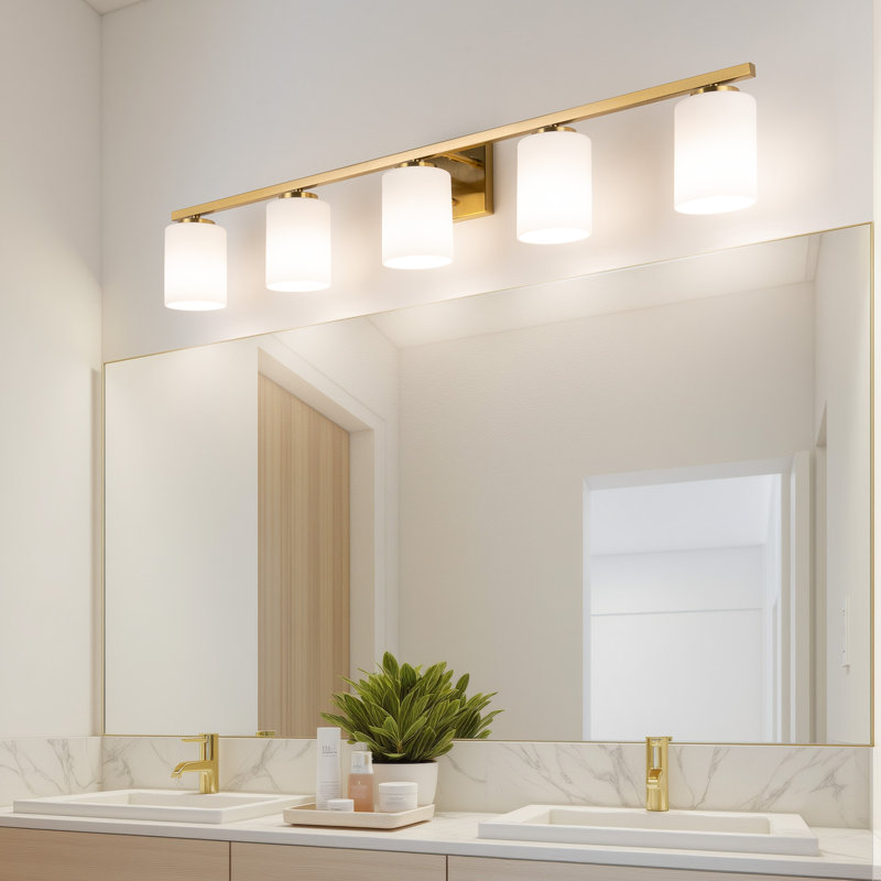 Éclairage pour meuble-lavabo à intensité variable Ellysen, 5, Or brossé