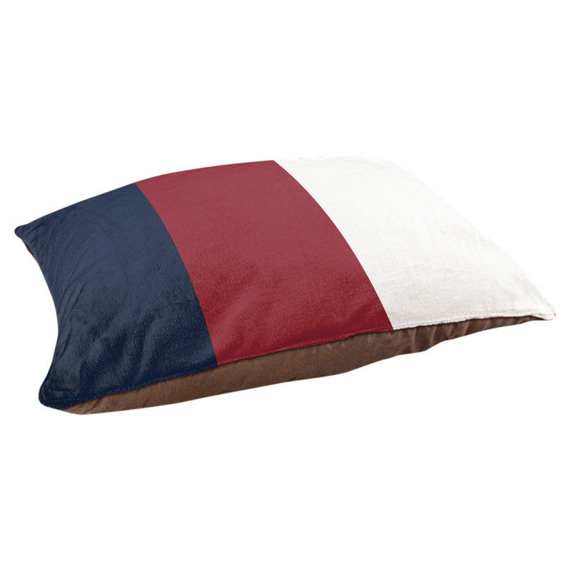 Coussin pour chien Indiana, Très grand (l 50 po x P 40 po x H 17 po), Bleu minuit / rouge fer à repasser / blanc
