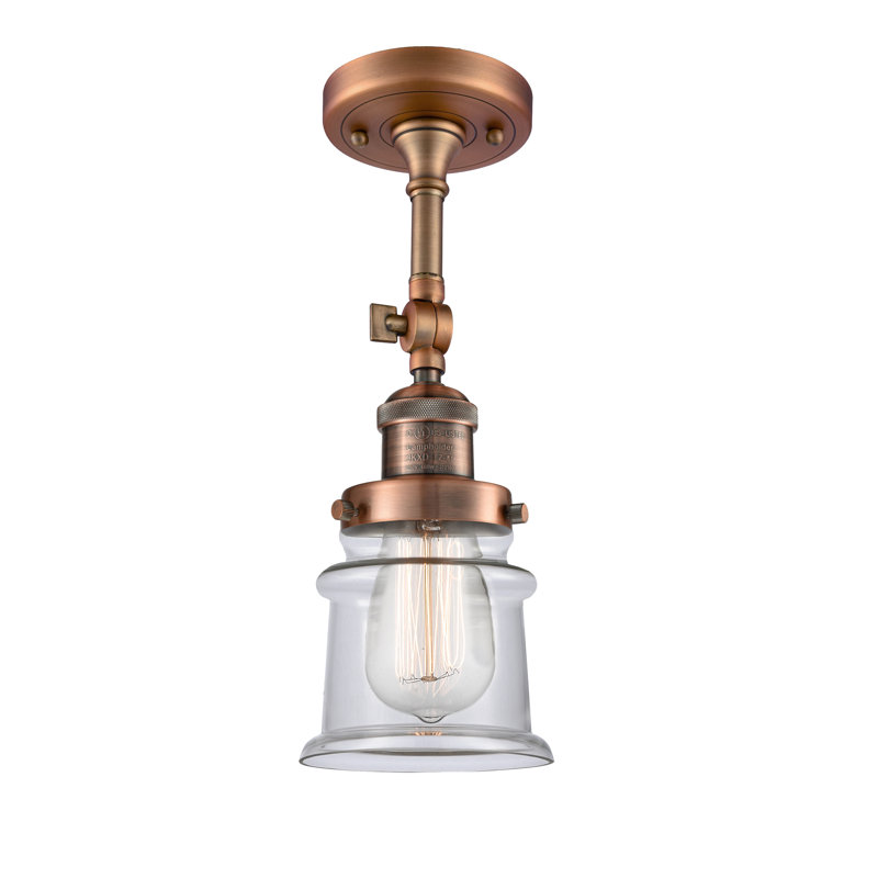 Plafonnier semi-encastré 1 lumière 6 po Alexandira, Ampoule non incluse, Transparent, Cuivre antique
