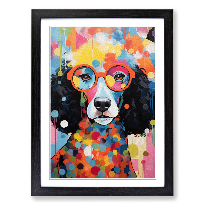 Poodle Abstract No.2 - Single Picture Frame Print on Wood, Black Framed, 34cm H x 25cm W x 2cm D