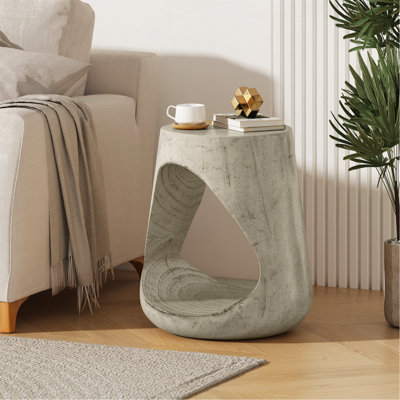 Table d'appoint creuse, texture semblable au bois, couleur grise